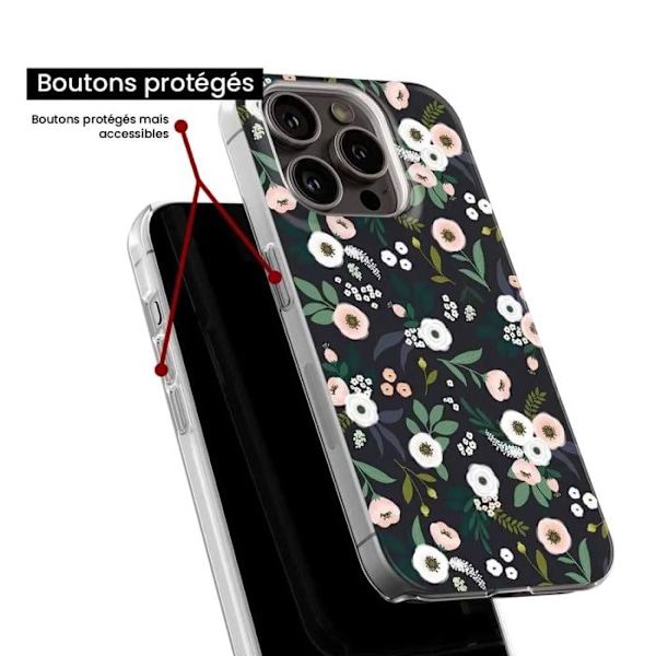 Tryckt silikonfodral kompatibelt Xiaomi Redmi Note 10 Redmi Note 10S Flowers Black Transparent