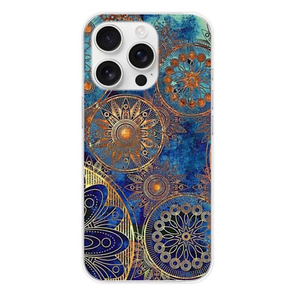 Siliconfodral tryckt - 1001 fodral - Apple iPhone 16 Pro - Blå mandala - Optimal skydd - TPU Gel Transparent