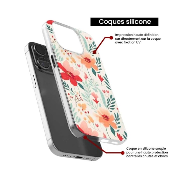 Siliconfodral med tryck - 1001 fodral - Oppo A16 - Flerfärgad - Blommönster - Semi-stel Transparent