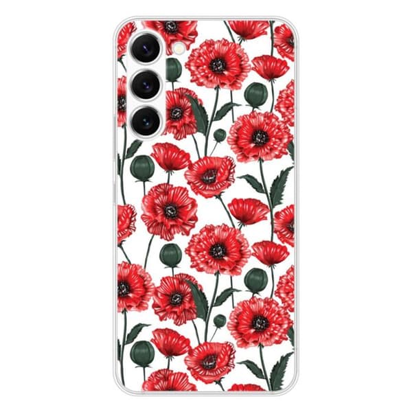 Silikonfodral - Kompatibel med Samsung Galaxy S23 - design med vallmo-blommor Transparent