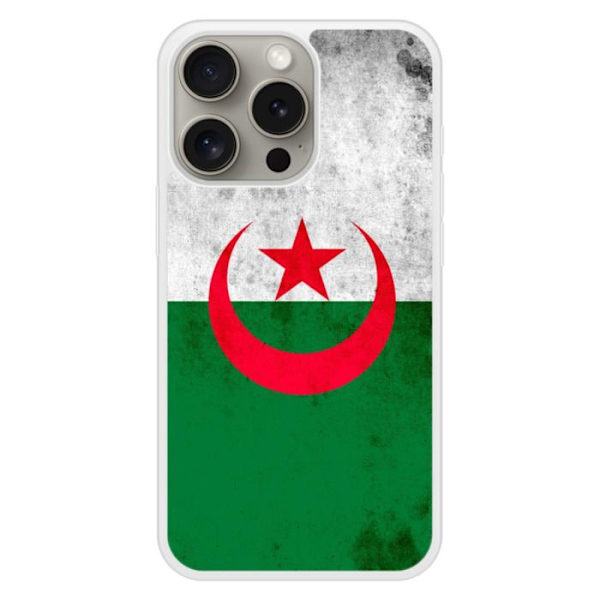 Reinforced silicone case printed compatible with Apple iPhone 15 Pro Algerian flag Transparent