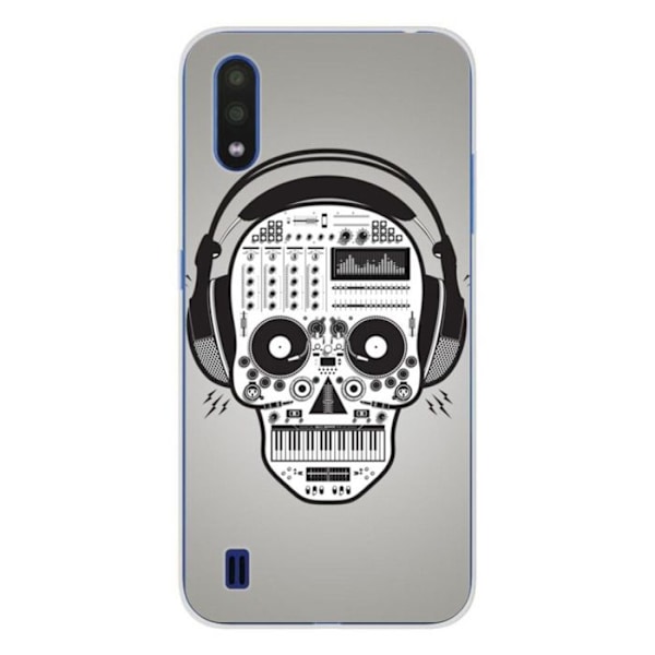 Tryckta silikonfodral - 1001 fodral - Samsung Galaxy A01 - Skull Music - Flera färger - Semi-rigid Transparent