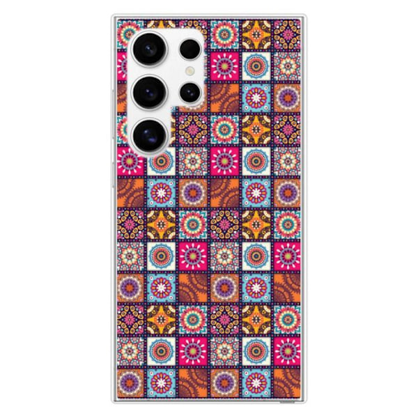 Siliconfodral - Kompatibel med Samsung Galaxy S24 Ultra - design patchwork mandala Transparent