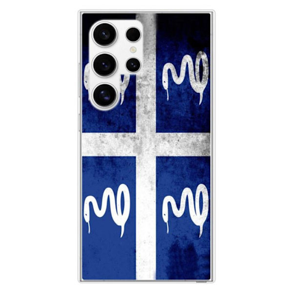 Siliconförstärktskal med tryck kompatibel med Samsung Galaxy S24 Ultra Martinique Flagga Transparent
