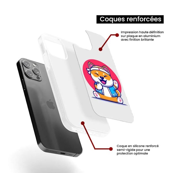 Siliconöverdrag med förstärkt tryck, kompatibel med Apple iPhone 14 Shiba ninja Transparent