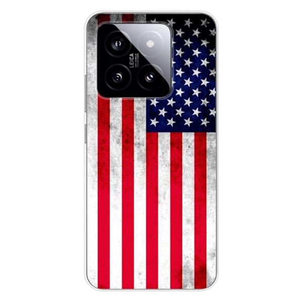 Silikonskal med tryck - 1001 Skal - Xiaomi 14 Pro - USA:s flagga - Optimal skydd - Mjuk Transparent