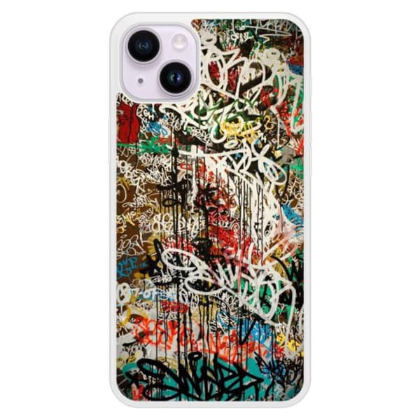 Coque i silikonförstärkt tryckt kompatibel med Apple iPhone 15 Plus Graffiti 1 Transparent