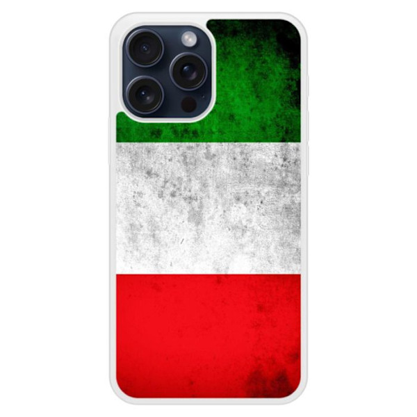 Siliconfodral med förstärkt tryck kompatibel med Apple iPhone 15 Pro Max Italiens flagga Transparent