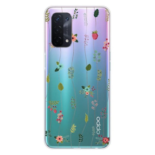 Silikontryckskal - 1001 skal - Oppo A54 5G - Flerfärgad - Blommönster - Halvstyv Transparent