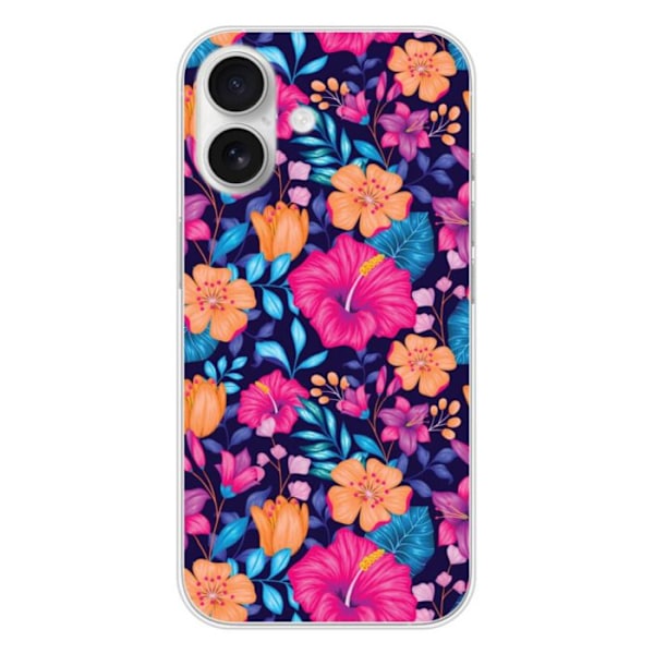 Siliconefodral med tryck - 1001 Fodral - iPhone 16 - Exotiska blommor - Optimal skydd - Mjuk Transparent