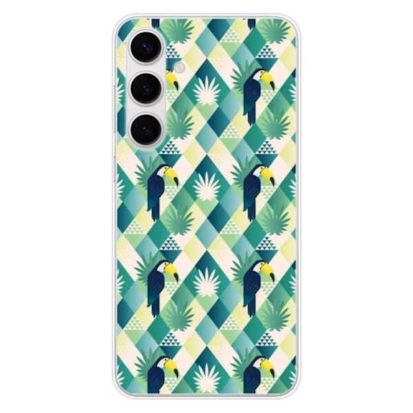 Siliconfodral - Kompatibel med Samsung Galaxy S24 FE - design med tukan i diamantmönster Transparent