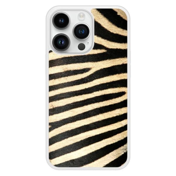 Zebra-mönstrad förstärkt silikonfodral kompatibelt med Apple iPhone 14 Pro Transparent