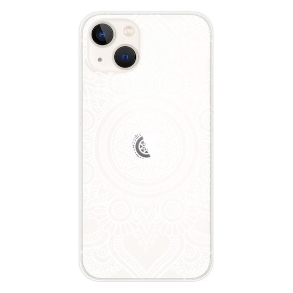 Silikonskal - Kompatibel med Apple iPhone 13 - mandala design i vitt Transparent