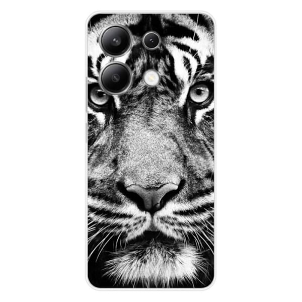 Siliconcase - Kompatibel med Xiaomi Redmi Note 13 4G - design av vit och svart tiger Transparent