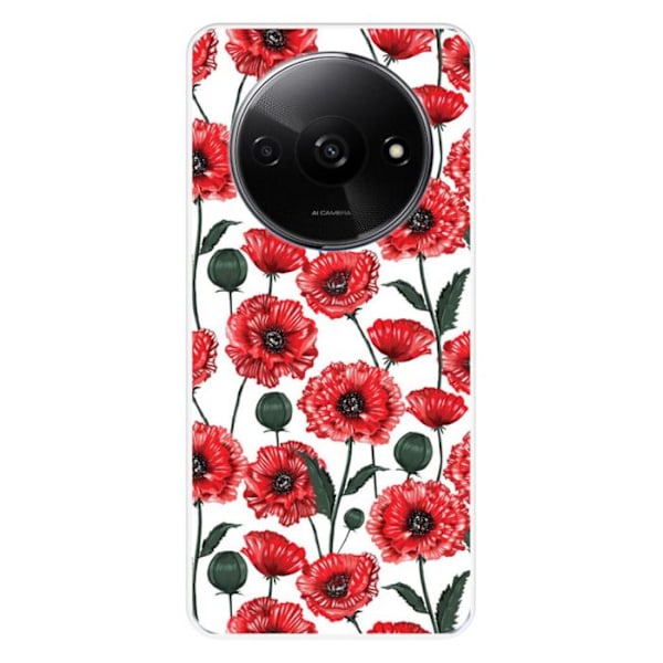 Siliconfodral - Kompatibel med Xiaomi Redmi A3 4G - design med vallmo blommor Transparent