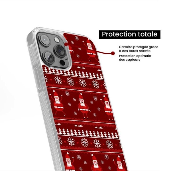 Tryckt förstärkt silikonfodral Kompatibel Apple iPhone 15 NO Christmas Sweater Santa Transparent