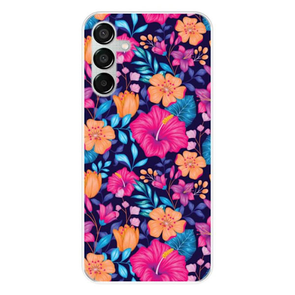 Siliconehölster med tryck kompatibel med Samsung Galaxy M15 5G Exotiska blommor Transparent