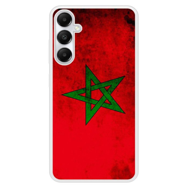 Siliconförstärkt tryckt skal kompatibelt med Samsung Galaxy A25 Marockos flagga Transparent
