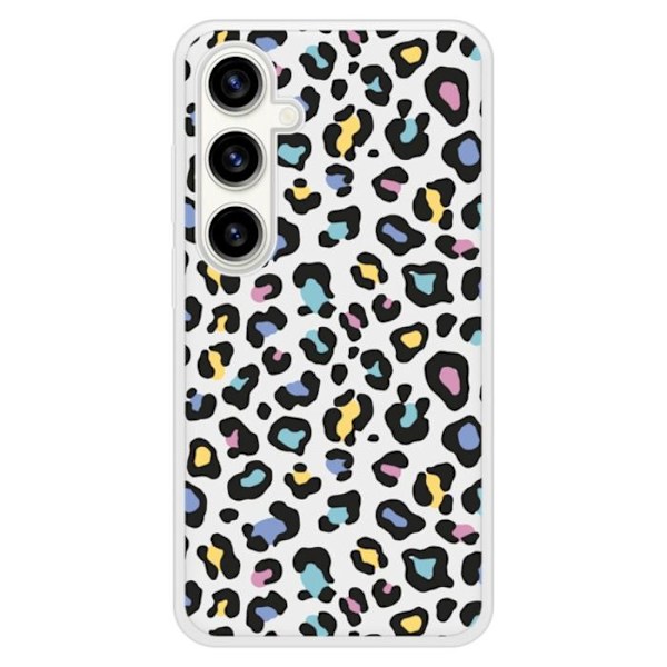 Förstärkt silikonhölje med tryck kompatibelt med Samsung Galaxy S23 FE Färgglad leopard Transparent