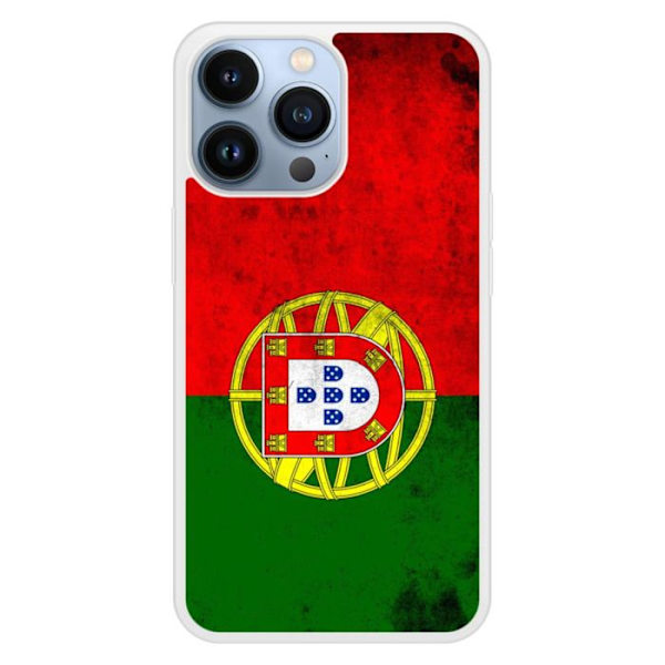 Förstärkt silikonfodral med tryck kompatibel med Apple iPhone 13 Pro Portugals flagga Transparent