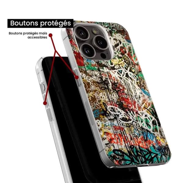 Siliconfodral - Kompatibel med Apple iPhone 15 Pro - graffiti design 1 Transparent