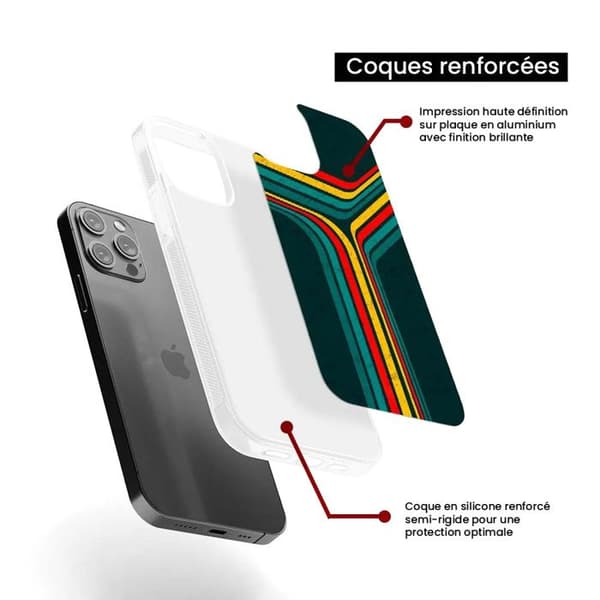 Förstärkt silikonfodral med tryck, kompatibelt med Apple iPhone 13 Retro linjer Transparent