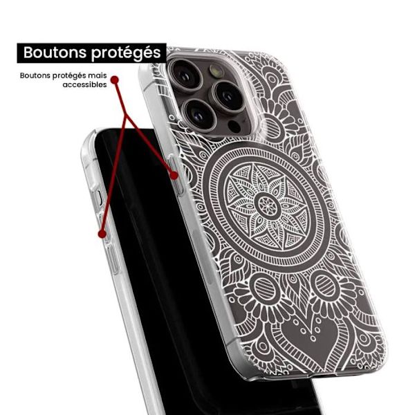 Silikonskal - Kompatibel med Apple iPhone 13 - mandala design i vitt Transparent