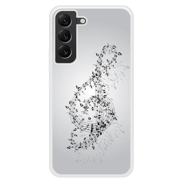 Siliconeförstärkt case med tryck kompatibel med Samsung Galaxy S22 Plus Noternas vals Transparent