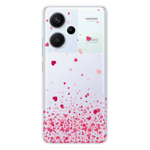 Silicone skal - Kompatibel med Xiaomi Redmi Note 13 Pro Plus 5G - design med rosa hjärtkonfetti Transparent