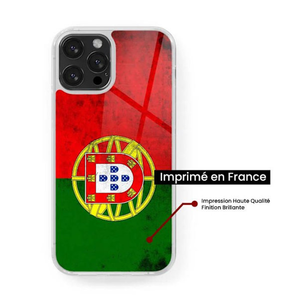 Siliconförstärkt tryckt fodral kompatibelt med Apple iPhone 15 Pro Max Portugals flagga Transparent