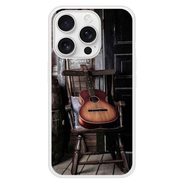 Förstärkt silikonfodral med tryck kompatibel med Apple iPhone 16 Pro Gitarr Transparent