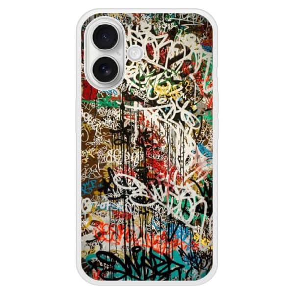 Coque i silikon förstärkt tryckt kompatibel med Apple iPhone 16 Plus Graffiti 1 Transparent