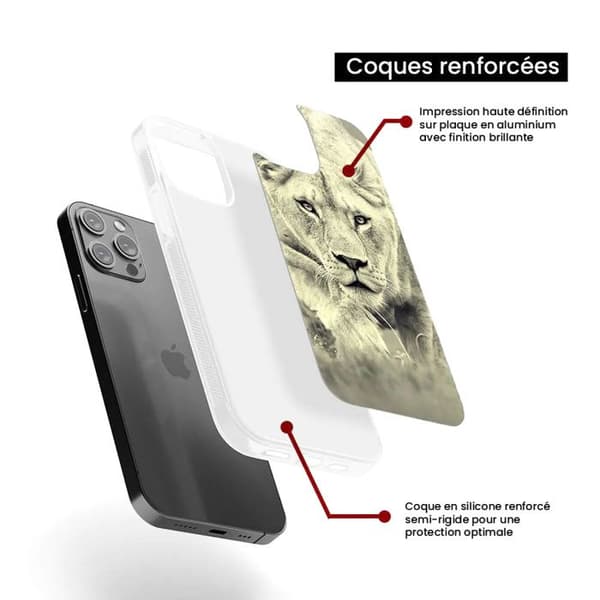 Förstärkt silikonfodral med tryck kompatibelt med Apple iPhone 13 Pro Max Lejonhona Transparent