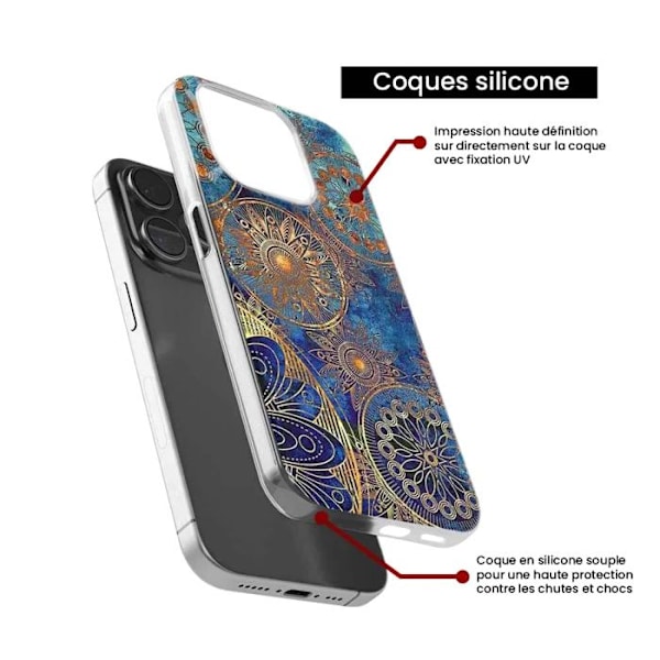 Siliconfodral tryckt - 1001 fodral - Apple iPhone 16 Pro - Blå mandala - Optimal skydd - TPU Gel Transparent