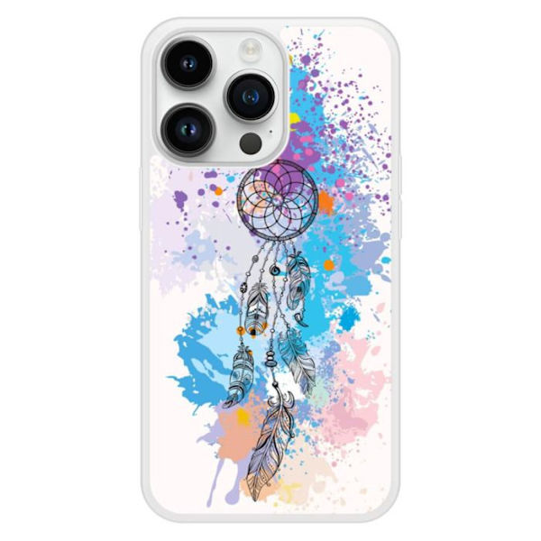Silicone förstärkt skal med tryck kompatibelt med Apple iPhone 14 Pro Dreamcatcher Färg Transparent
