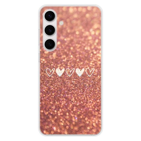 Siliconfodral - Kompatibel med Samsung Galaxy S24 FE - design med hjärtglitter Transparent