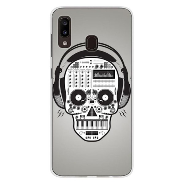 Tryckt silikonfodral kompatibelt Samsung Galaxy A20 Galaxy A30 Skull Music Transparent