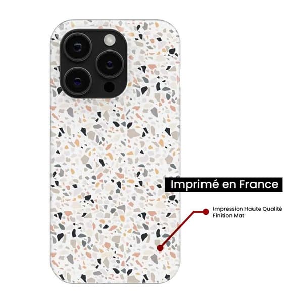 Tryckt silikonfodral som är kompatibelt med Apple iPhone 16 Plus Terrazzo färg Transparent