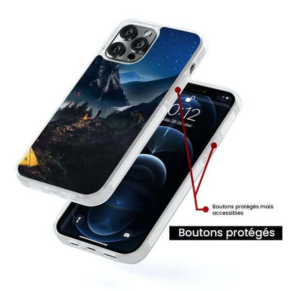 Siliconeförstärkt skydd med tryck, kompatibel med Apple iPhone 14 Pro - Endast i Berg. Transparent
