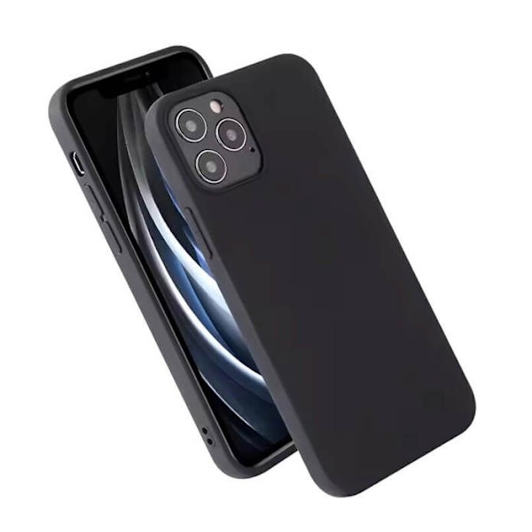 Vanligt mattsvart silikonfodral som är kompatibelt med Apple iPhone 16 Pro Max svart