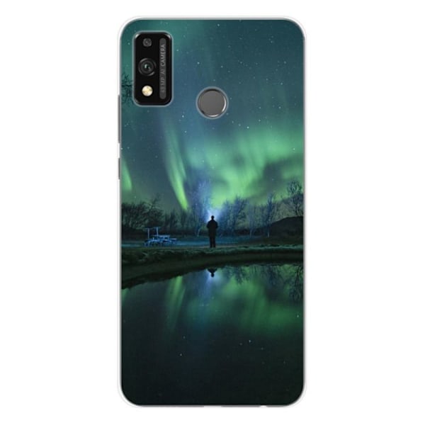 Tryckt silikonfodral som är kompatibelt med Huawei Honor 9X Lite Northern Lights Transparent