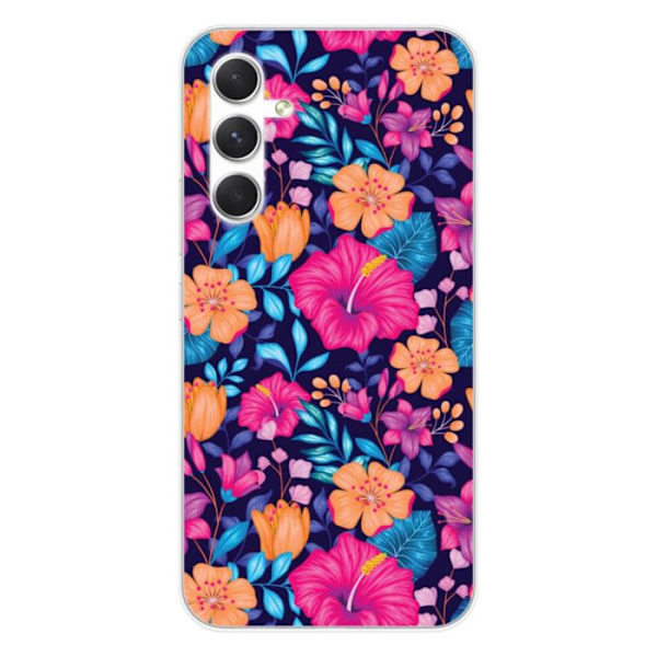 Coque i silikon med tryck - 1001 skal - Galaxy A54 5G - Exotiska blommor - Optimal skydd - Mjuk Transparent