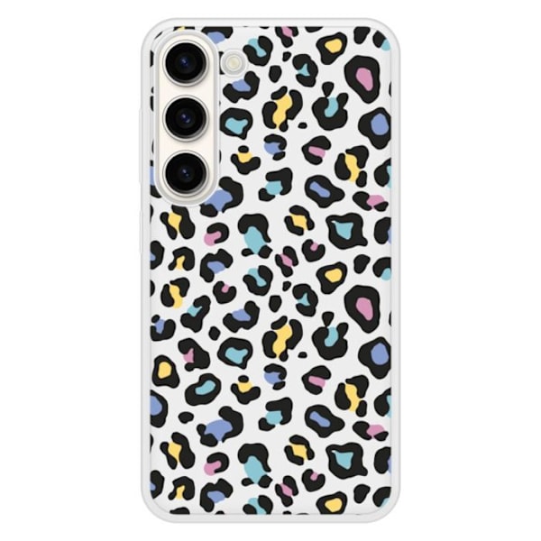 Coque i förstärkt silikon med tryck kompatibel med Samsung Galaxy S23 färgglad leopard Transparent