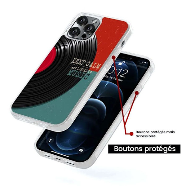Siliconförstärkt skyddsfodral med tryck kompatibelt med Apple iPhone 13 Mini Keep calm Transparent