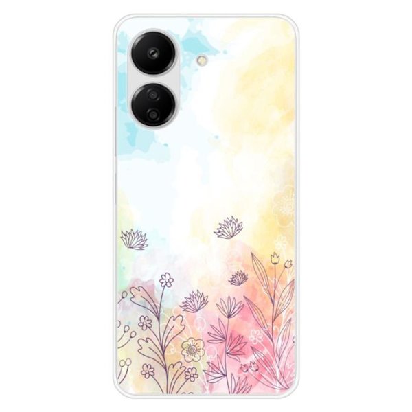 Siliconefodral - Kompatibel med Xiaomi Redmi 13C 4G - design med akvarellblommor Transparent