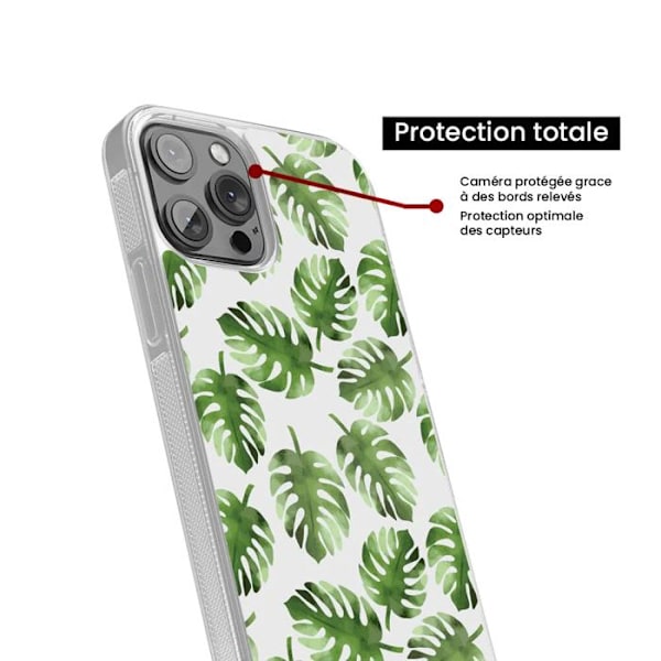 Förstärkt silikonfoder med tryck kompatibel med Xiaomi 14 Monstera-blad Transparent