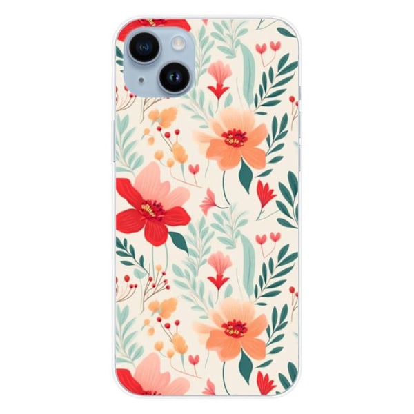 Silicone Case Printed - 1001 Cases - iPhone 14 Plus - Flower Wall Pattern - Optimal Protection - Flexible Transparent