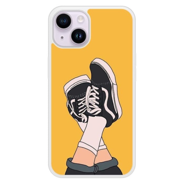 Tryckta förstärkta silikonskal kompatibelt med Apple iPhone 14 Sneakers Transparent