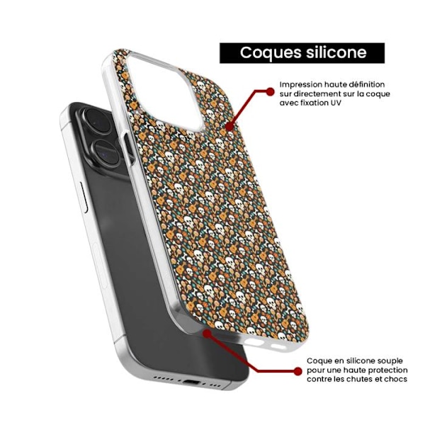 Siliconfodral med tryck - Huawei - Honor X9 4G - Flerfärgad - Skelettmönster - Optimal skydd Flerfärgad