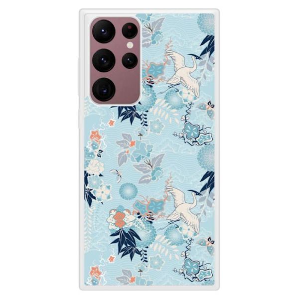Siliconförstärkt tryckt skal kompatibelt med Samsung Galaxy S22 Ultra Kimono Transparent